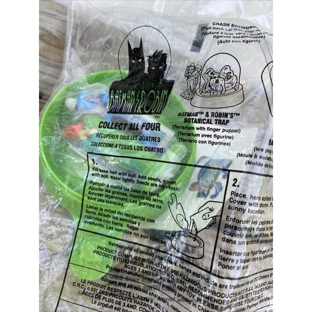 Vintage 1997 Taco Bell Batman & Robin Botanical Trap‎ Terrarium Toy New Sealed